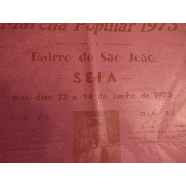 Cartaz Publicitário 1973 Seia/Bairro De São João Marcha Popular