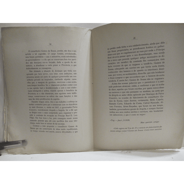 "In Memoriam" Conselheiro Ernesto Augusto Gomes De Sousa 1936 Alberto De Almeida Teixeira