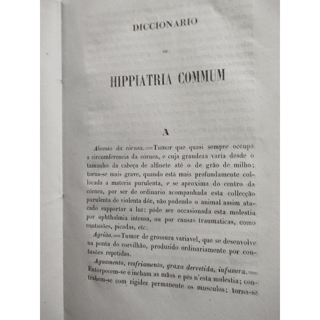 O Cavalo Dicionário Defeitos/Doenças Visíveis 1858 António Loureiro De Miranda