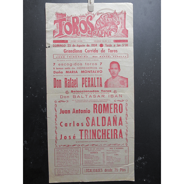Palma Toros 1959 Juan Antonio Romero/Carlos Saldaña/José Trincheira