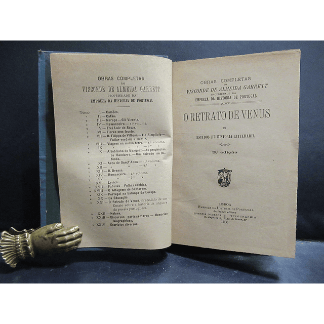 O Retrato De Vénus/História Literária/Pintura/Poesia 1900 Visconde De Almeida Garrett