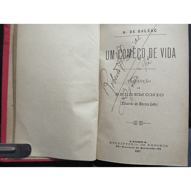 Um Começo De Vida 1887 H. De Balzac/Beldemonio