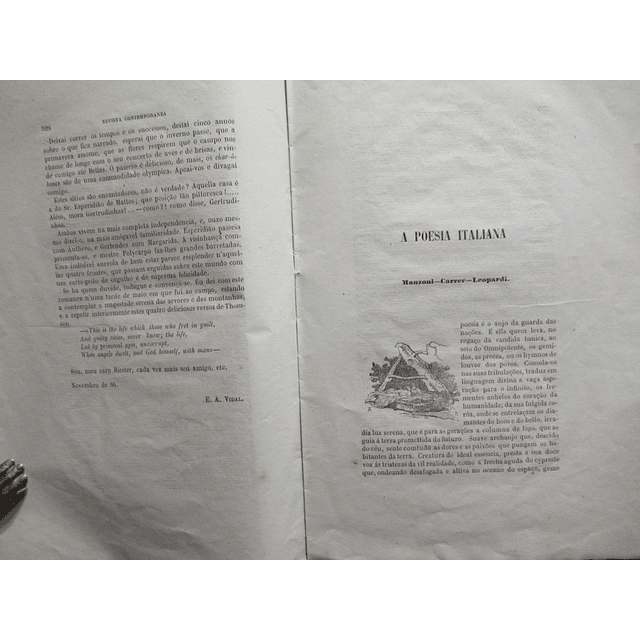 Revista Contemporânea/Poesia Navegação/Italiana 1868 Ernesto Biester/Teófilo Braga/P. Chagas...