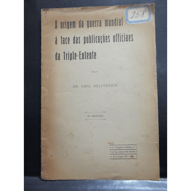 1ª Grande Guerra Face Publicações Oficiais Triple - Entente Karl Helfferich