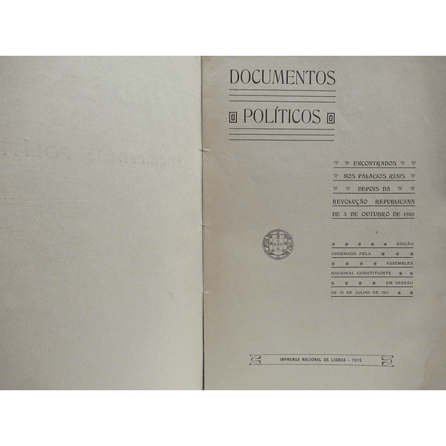 Documentos Políticos 1915 Encontrados Palácios Reais/Revolução Republicana