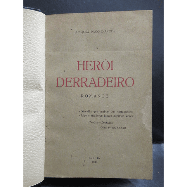 Herói Derradeiro 1932 Joaquim Paço D`Arcos