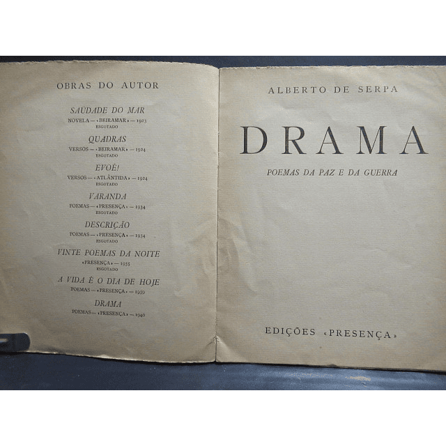 Drama Poemas Da Paz E Da Guerra 1940 Alberto De Serpa