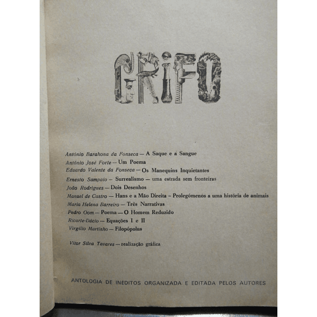 Grifo De Inéditos 1970 Vitor silva Tavares/A. Barahona da Fonseca/Pedro Oom/J. Rodrigues