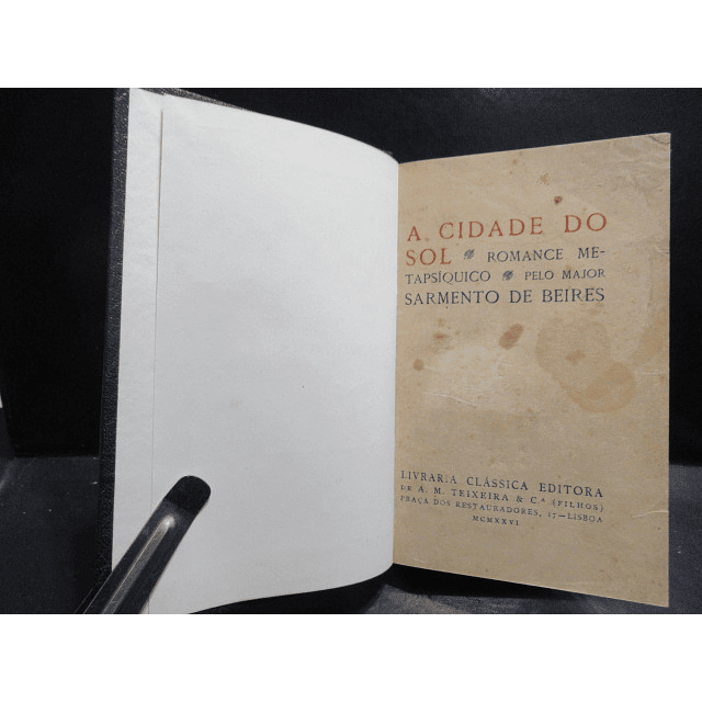 A Cidade Do Sol Romance Metapsíquico 1926 Major Sarmento De Beires