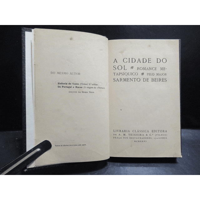 A Cidade Do Sol Romance Metapsíquico 1926 Major Sarmento De Beires