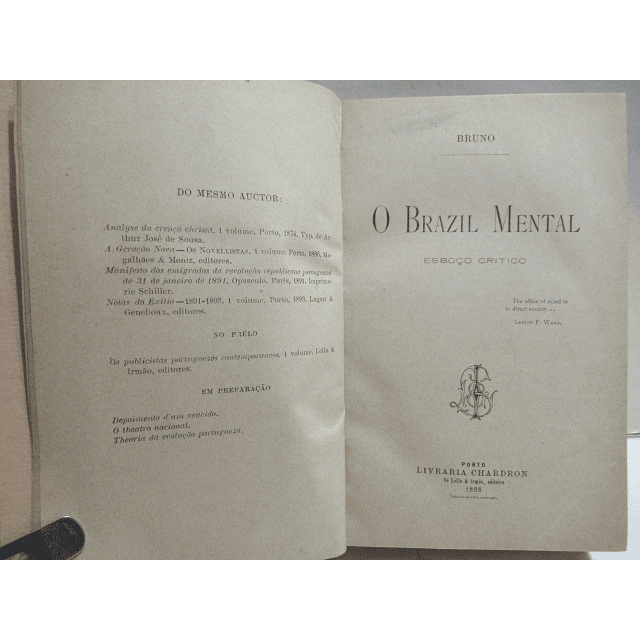 O Brasil Mental Esboço Critico 1898 Bruno(José Pereira Sampaio)