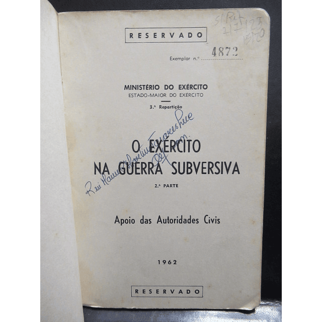 Exército Guerra  Subversiva/Informação Contra Informação  1962 Ministério Do Exército