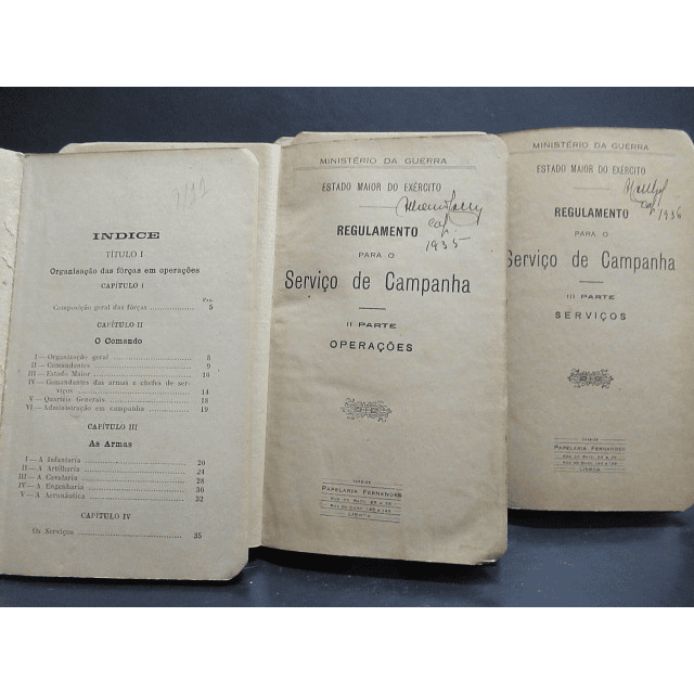 Regulamento Serviço Campanha Organização/Operações/Serviço 1935 Ministério Da Guerra