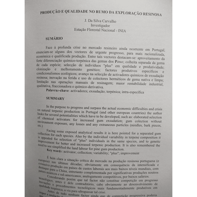 1º Simpósio De Aproveitamento De Resinas Naturais/Atas Científicas 1998 Segovia
