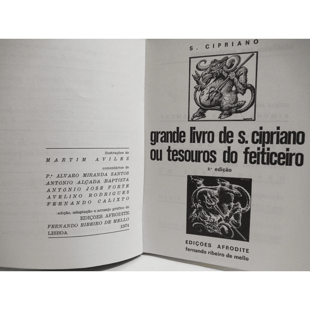 Grande Livro S. Cipriano/Tesouros Feiticeiro 1974 S. Cipriano/A. alçada Batista/F. Calixto/Outros