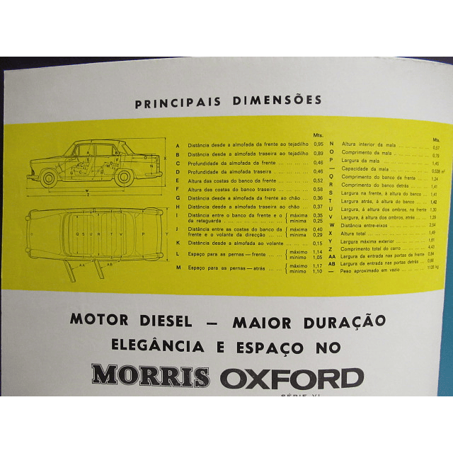 Morris Oxford/Traveller Serie VI Diesel 1964 Brochuras Informativas/Publicitárias