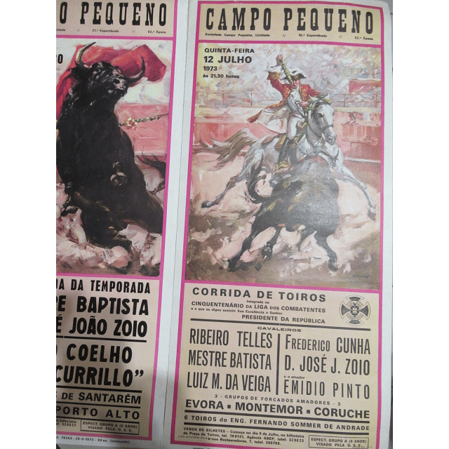 Campo Pequeno/Corrida De Toiros, 1973, Mestre Batista/D. José J. Zoio/Currillo"( 2 cartazes)