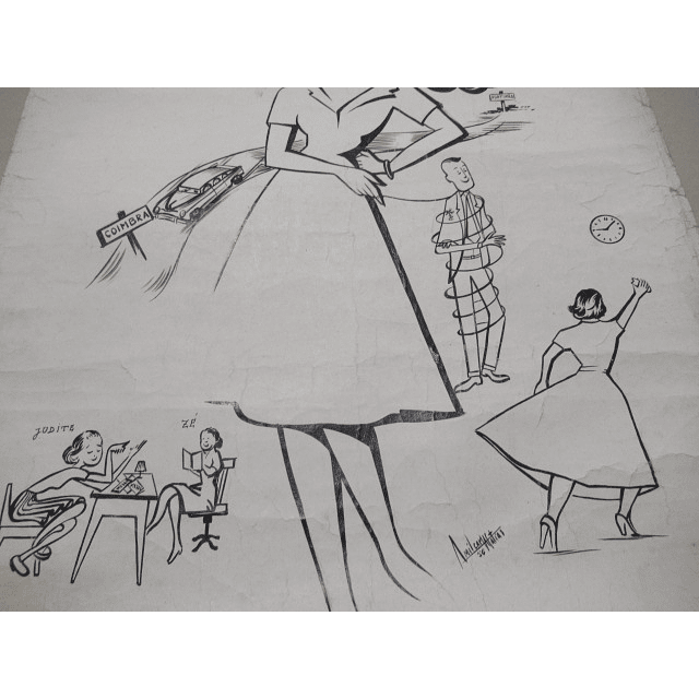 Coimbra Académica/Caricatura Cartaz/Gravura 1956 Amílcar Matias