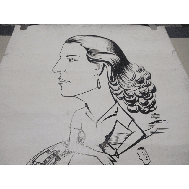 Coimbra Académica/Caricatura Cartaz/Gravura 1956 Amílcar Matias