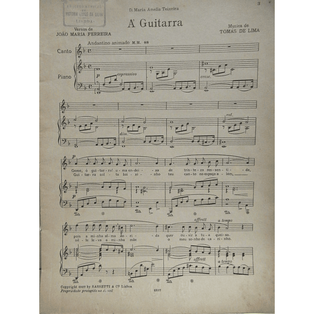 Canções Portuguesas Canto/Piano 1ª Serie Tomás De Lima/Stuart