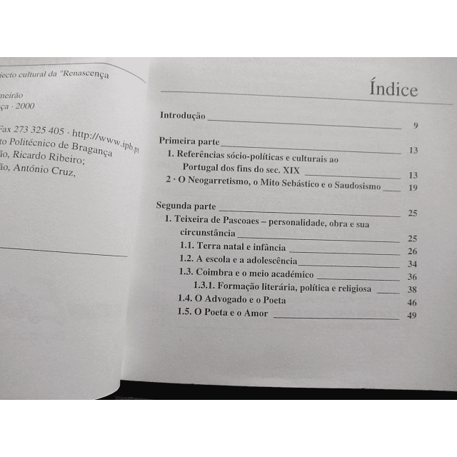Teixeira De Pascoes/Projeto Culrural "Renascença Portuguesa" 1994 Lurdes Cameirão