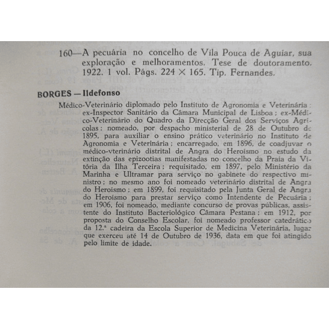 Ïndice Bibliográfico Veterinários Portugueses/Medicina Veterinária 1935/36 Ildefonso Borges