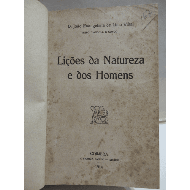 Lições Natureza/Homens 1914 D. João Evangelista De Lima Vidal