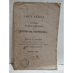 Carta Aberta Governo Portugal 23/1/1911 Alfredo Augusto De Campos Duarte
