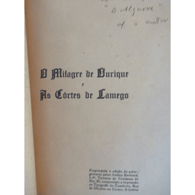 O Milagre De Ourique/Cortes De Lamego 1925 António Cabreira