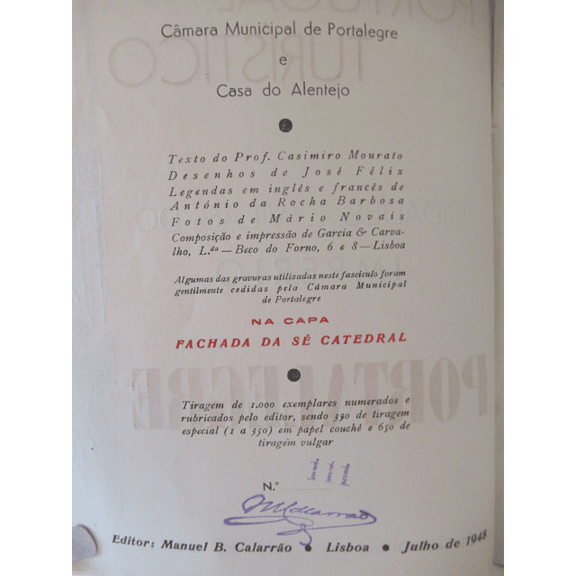 Portalegre Portugal Turístico Cidades E Vilas Do Império 1948 M. B. Calarrão
