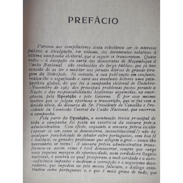 Oposição Democrática/Campanha Eleitoral 1965 Documentos Interesse Para A Pátria
