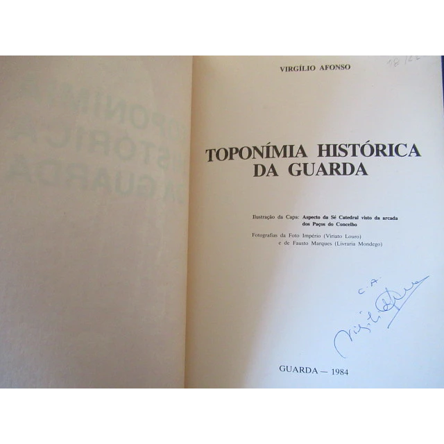 Toponímia Histórica Da Guarda 1984 Virgílio Arruda
