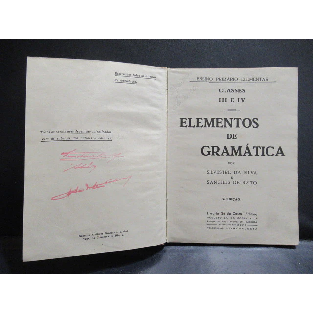 Ensino Primário Elementos De Gramática Classes III/IV Silvestre Da Silva/J. Sanches De Brito