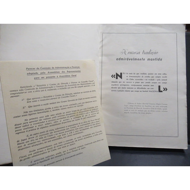 S. L. B. Relatório Contas Direção/Parecer Conselho Fiscal 1959