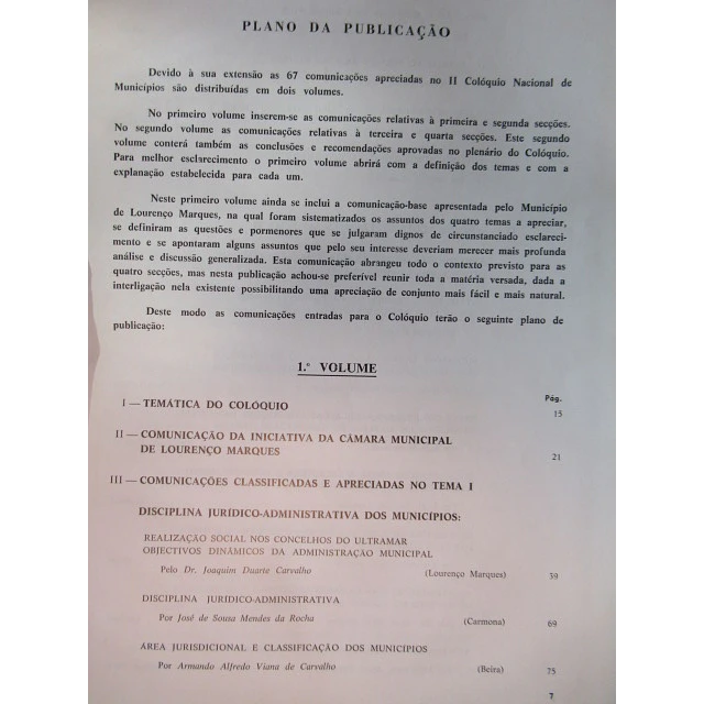 II Colóquio Nacional Municipios/Teses Comunicações/Conclusões/Recomendações 1971 Lourenço Marques