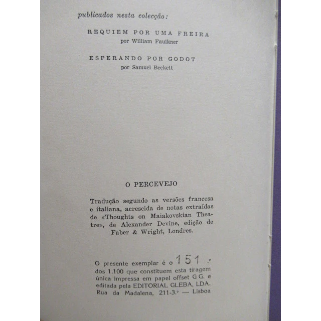 O Percevejo 1959 Vladimir Maiakovski/Alexandre O`Neil/Thomas Devine