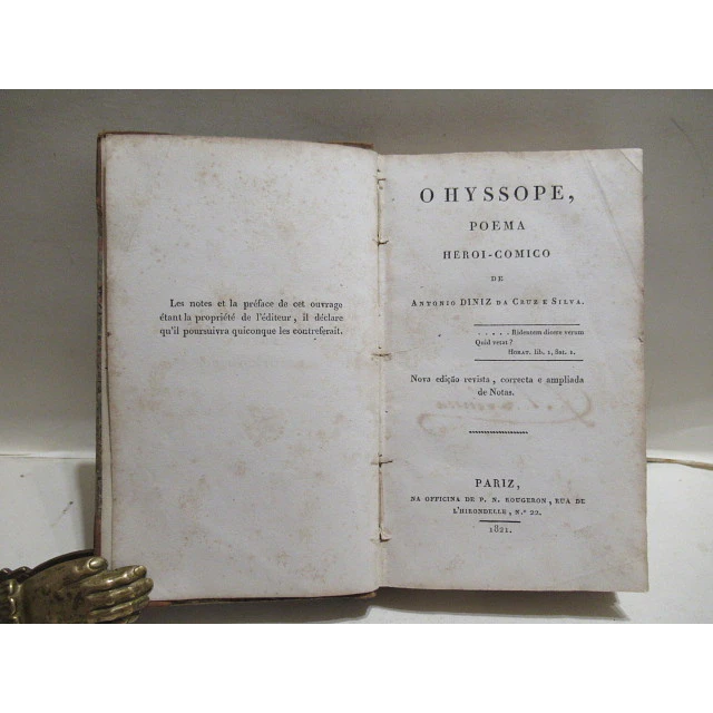 O Hyssope Poema Heroi-Comico 1821 António Diniz Da Cruz E Silva