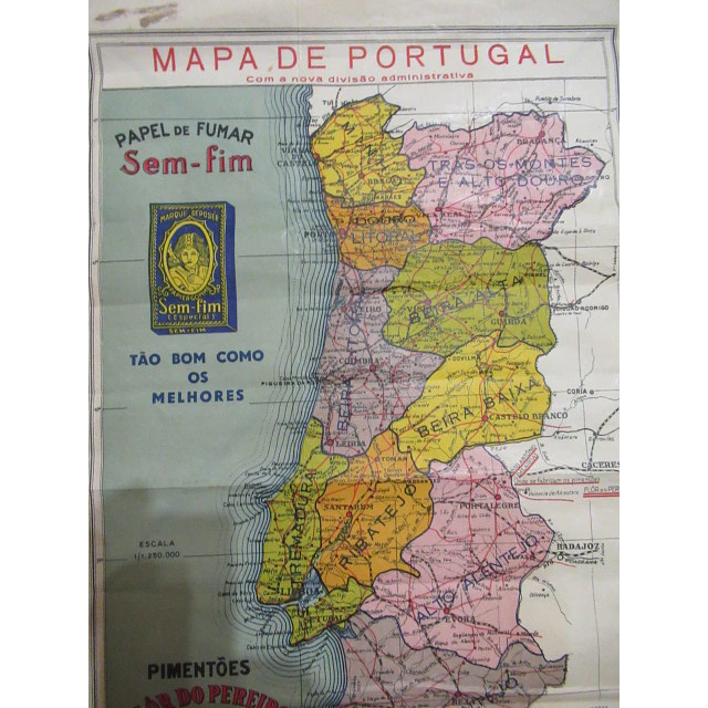 Mapa Portugal/Publicitário/Nova Divisão Administrativa 1944 João Nunes Sequeira