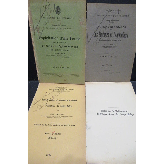 L`Agriculture Regions Élevées/Élevages/Plantations Congo Belges 1923 Edm. Leplae