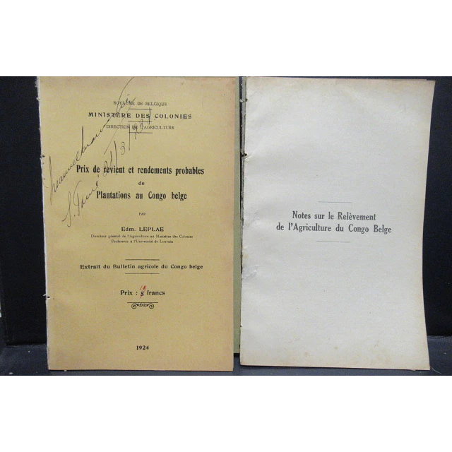 L`Agriculture Regions Élevées/Élevages/Plantations Congo Belges 1923 Edm. Leplae
