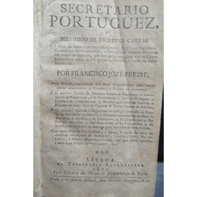 Secretário Português/Metodo Escrever 1815 Franisco Jozé Freire