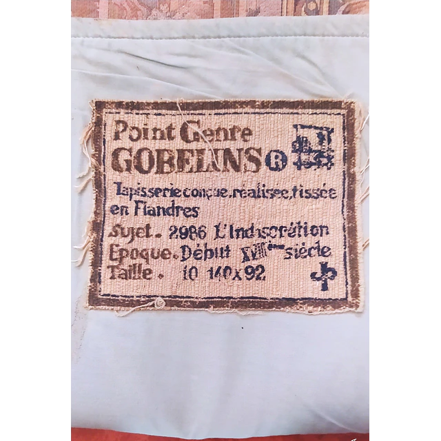 Tapeçaria Francesa de Halluin, ponto de Gobelim - "L'Indiscrétion"