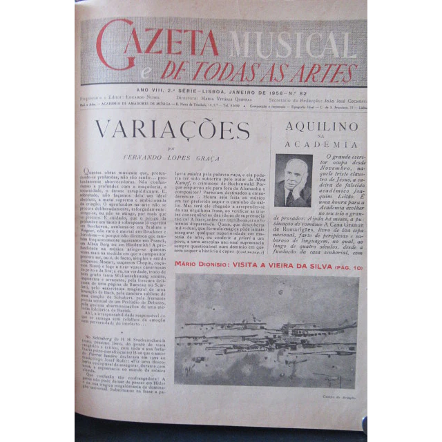 Gazeta Musical Todas Artes Vol. 5 Nºs. 82/105 1958/9 E. Nunes/M. Vitória Quintas/J. J. Cochofel
