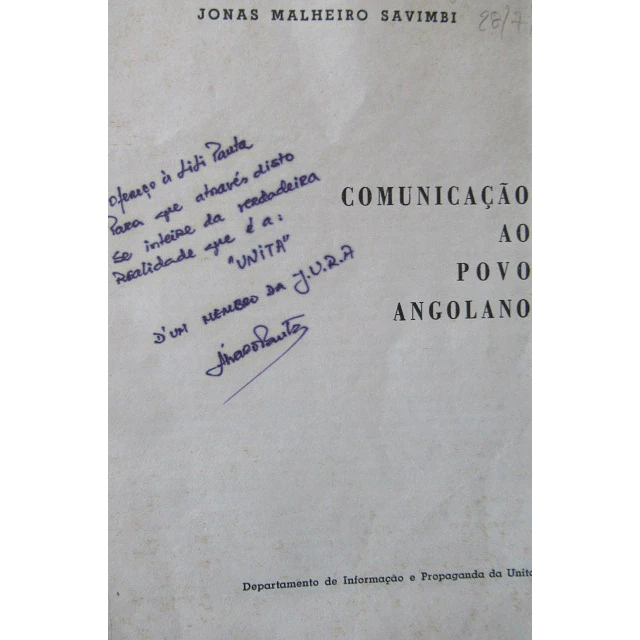 Comunicação Ao Povo Angolano 1976 Jonas Malheiro Savimbi
