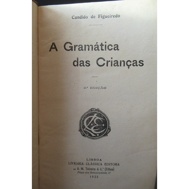 A Gramática Das Crianças 1925 Candido De Figueiredo