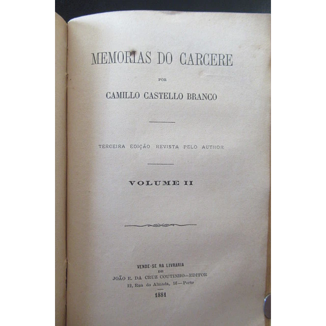 Memórias Do Carcere 1881 Camilo Castelo Branco