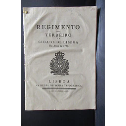 Regimento Do Terreiro Da Cidade De Lisboa 1777 D. José/Marquês De  Pombal