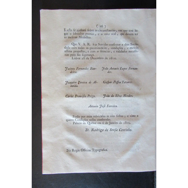 Alvará Regio Real Companhia Fiações/Tecidos Das Sedas Beiras... 1802 Principe Regente