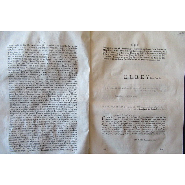 Ordem Regia/Breve Papal Extinção Compª Jesus 1773 D. José/Marquês De Pombal