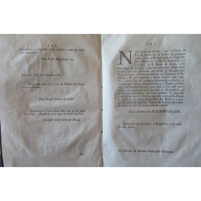 Carta De Lei D. Maria 1ª Ordens Militares 1789